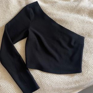 Long sleeve one shoulder top